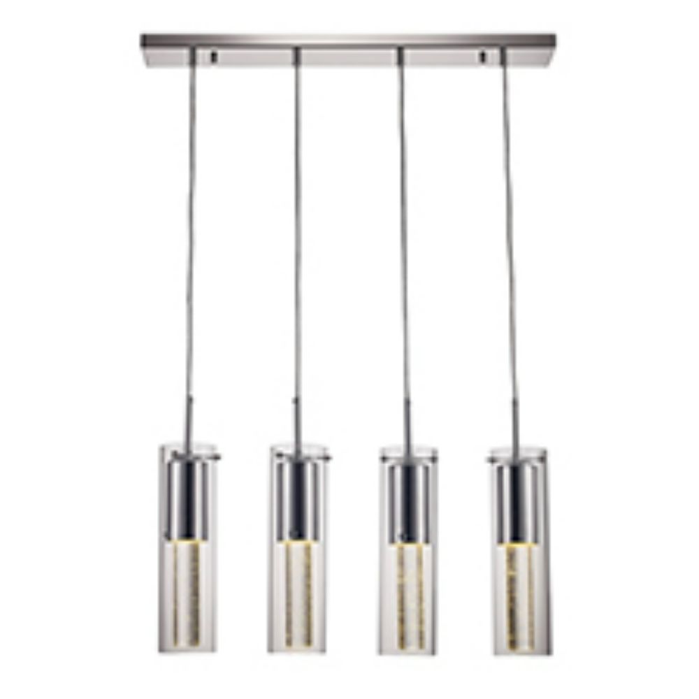Trans Globe Lighting MDN-1460-4 Integrated LED Crystal Tube Glass Pendant in Polished Chrome